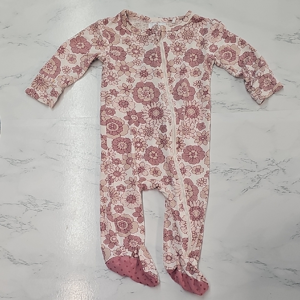 Tres Beau Et Belle Pink Bamboo Floral One Piece 0-3 Months